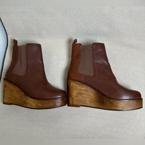 Kelsi Dagger Brooklyn Ubel Women Chelsea Boots 7.5 Brown Platform Wedge Ankle Bo - Picture 7 of 10